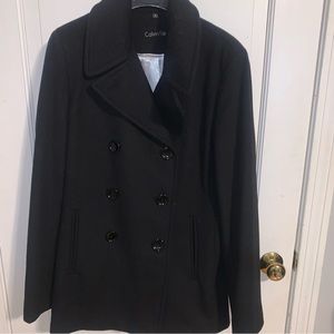 Calvin Klein Wool Blend Double Breasted Pea Coat